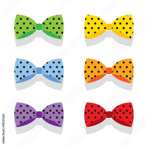Set Of Colorful Polka Dot Bow Ties.