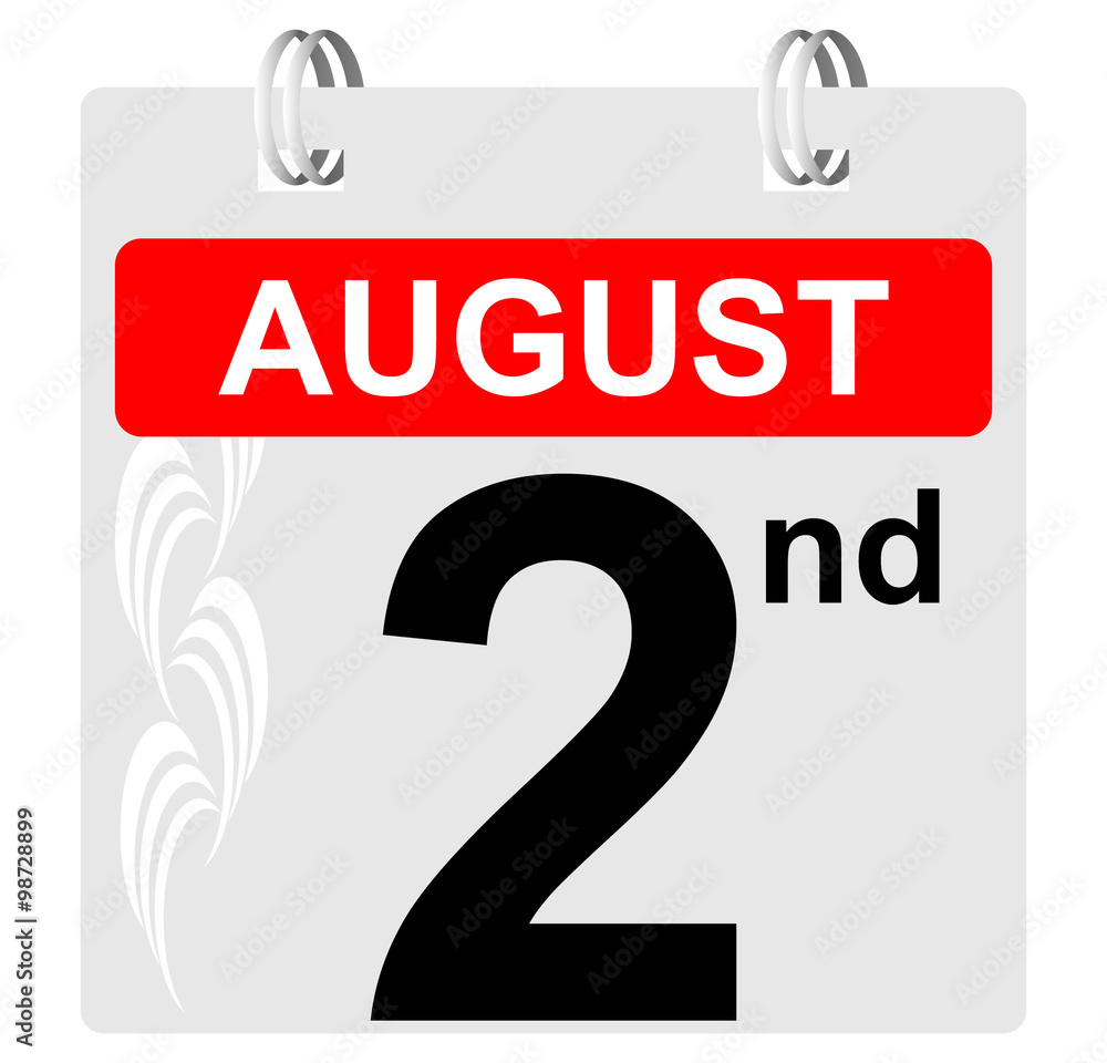 2nd august calendar with ornament 2nd august calendar with ornament