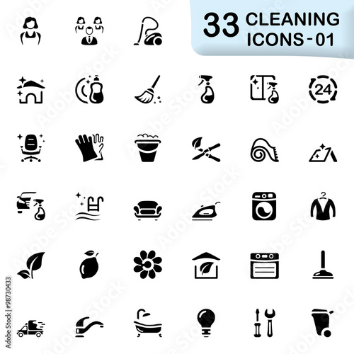 33 black cleaning icons 01