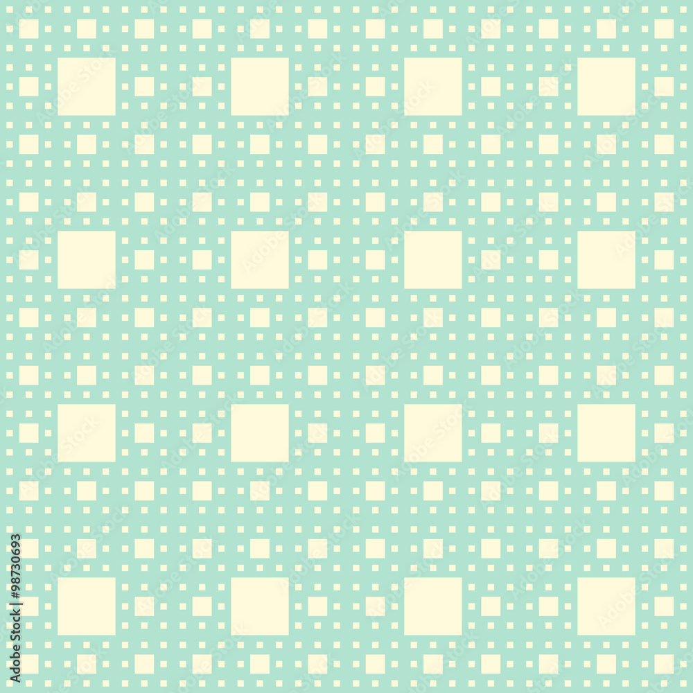 Seamless vector pattern of self-similar square constructions. Based in Sierpinski carpet, three levels of self-similarity. Seamless vector pattern of self-similar square constructions. Based in Sierpinski carpet, three levels of self-similarity.