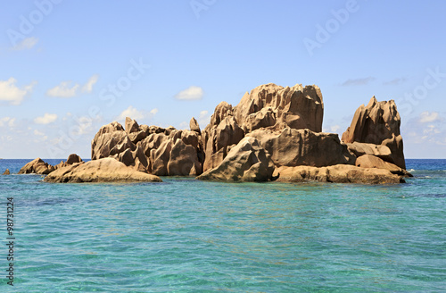 Beautiful Huge granite boulders of St. Pierre Island in Indian Ocean