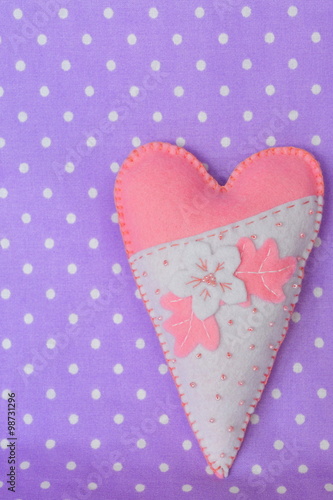 Handmade felt heart - symbol of Valentines Day