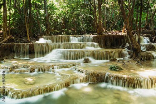 Waterfalls Huay Mae Kamin in   national park forest  Thailand