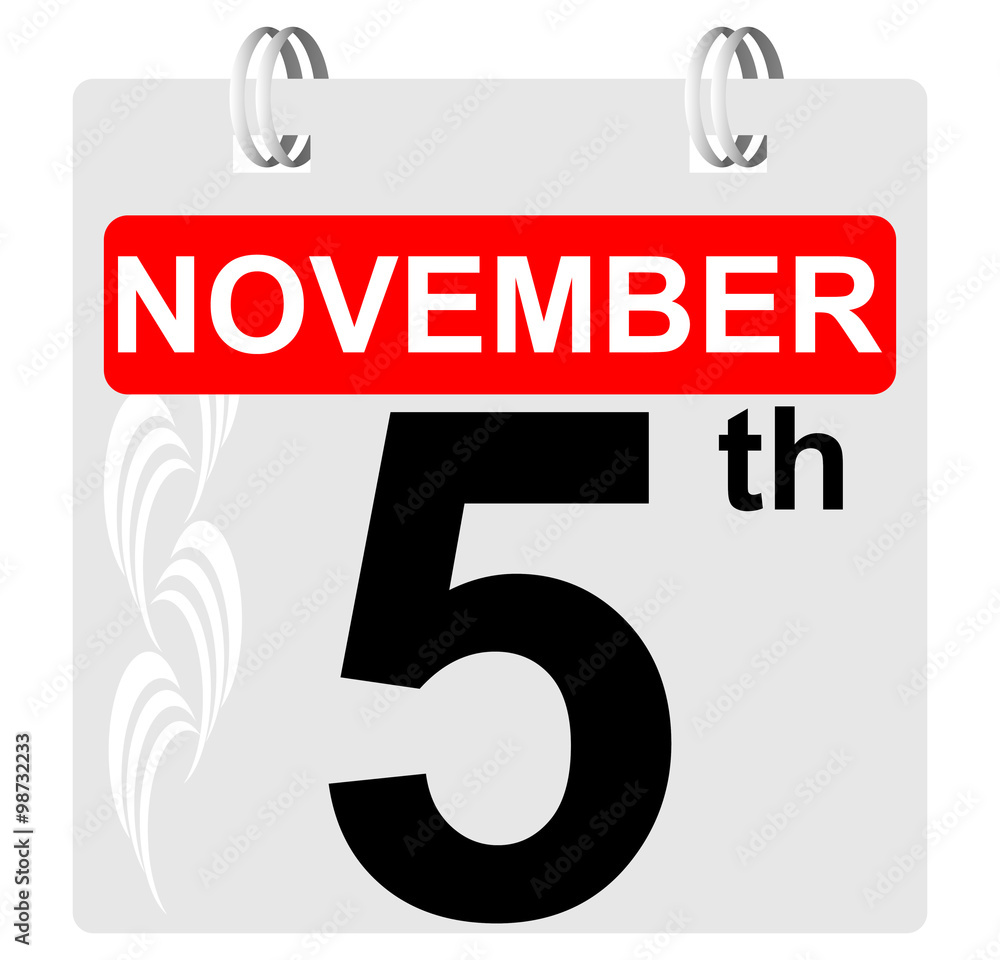5th november calendar with ornament 5th november calendar with ornament