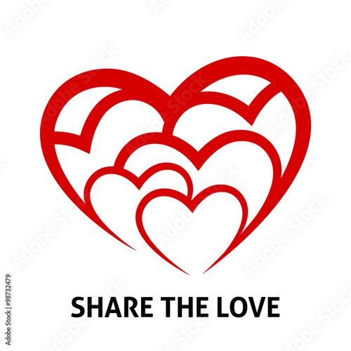 Share the love concept design with red hearts icon. Vector illustration.