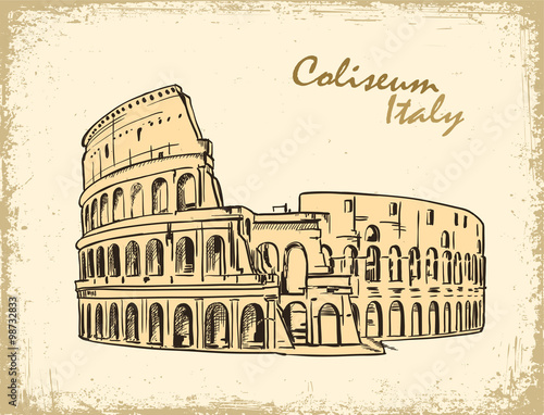 Coliseum in Rome, Italy. Colosseum hand drawn vector illustration