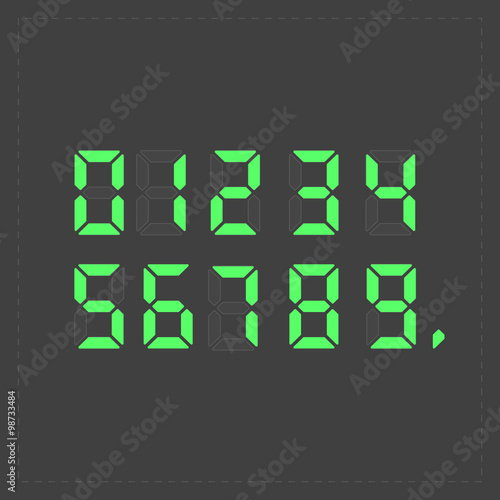 Calculator digital green text.