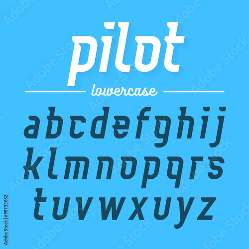 Pilot, modern font, lowercase letters