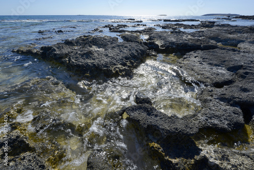 Stones and sea. Southern coast of Crete. Greece