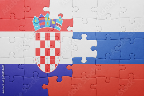 puzzle with the national flag of croatia and russia