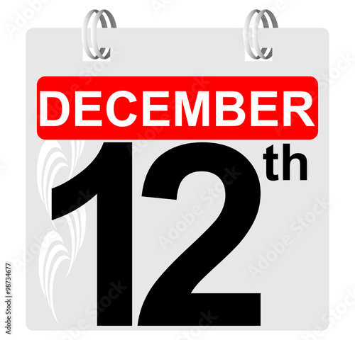 12th december calendar with ornament