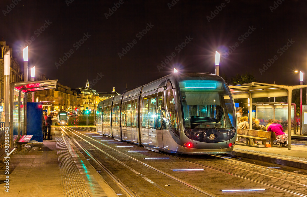 A tram in Bordeaux - France, Aquitaine A tram in Bordeaux - France, Aquitaine