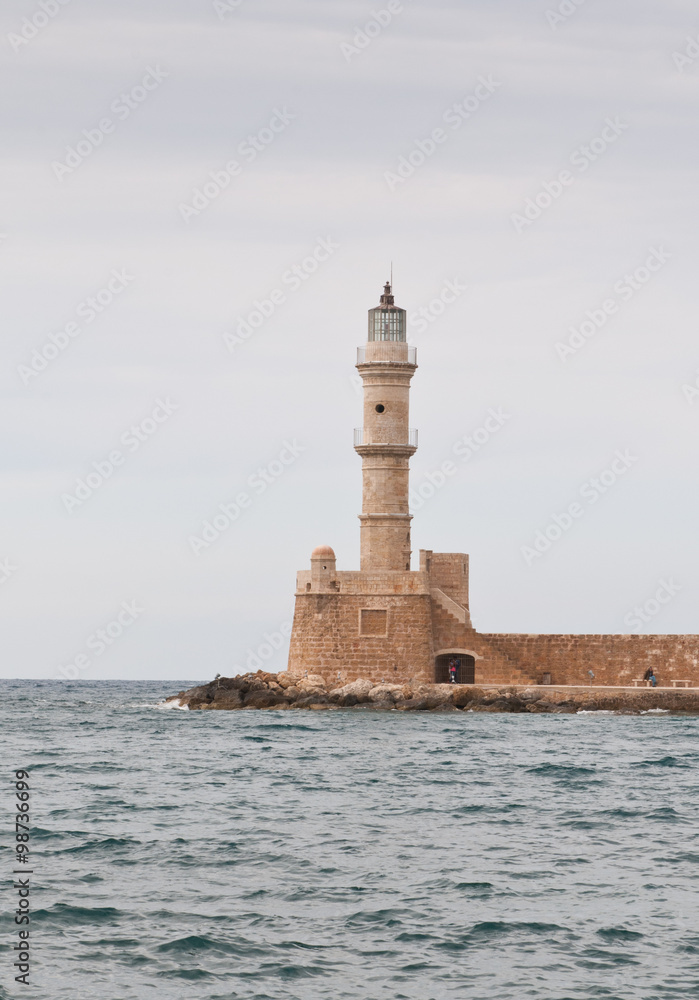 Famous lighthouse of Chania in Crete island of Greece