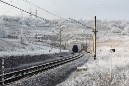 Morning frosted railroad