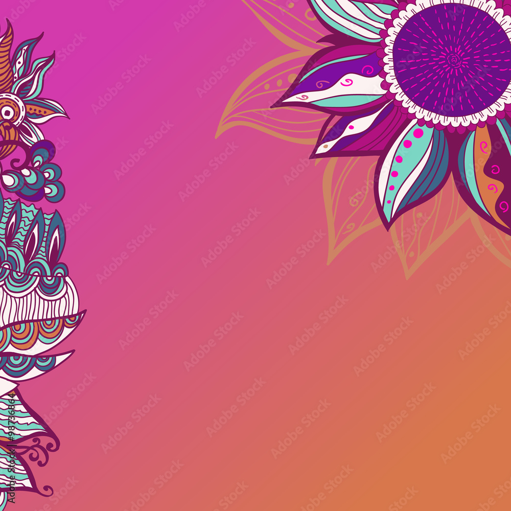 Obraz premium Colorful flowers pattern background. Floral frame. Vector illustration