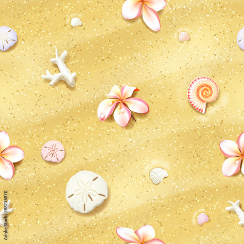 Seamless Sand Background with Flowers