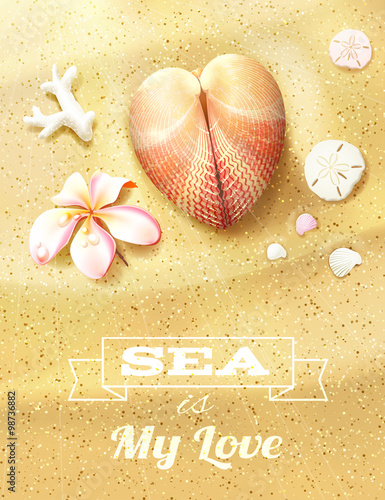 Sunny Dunes with Heart Shaped Seashell