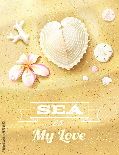 Sunny Dunes with Heart Shaped Seashell