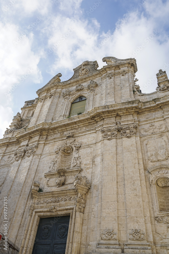 OSTUNI, ITALY - NOVEMBER 14, 2015: The church of San Vito in Ostuni where is in the south of Italy. It is the best Rococo example of the Puglia region.