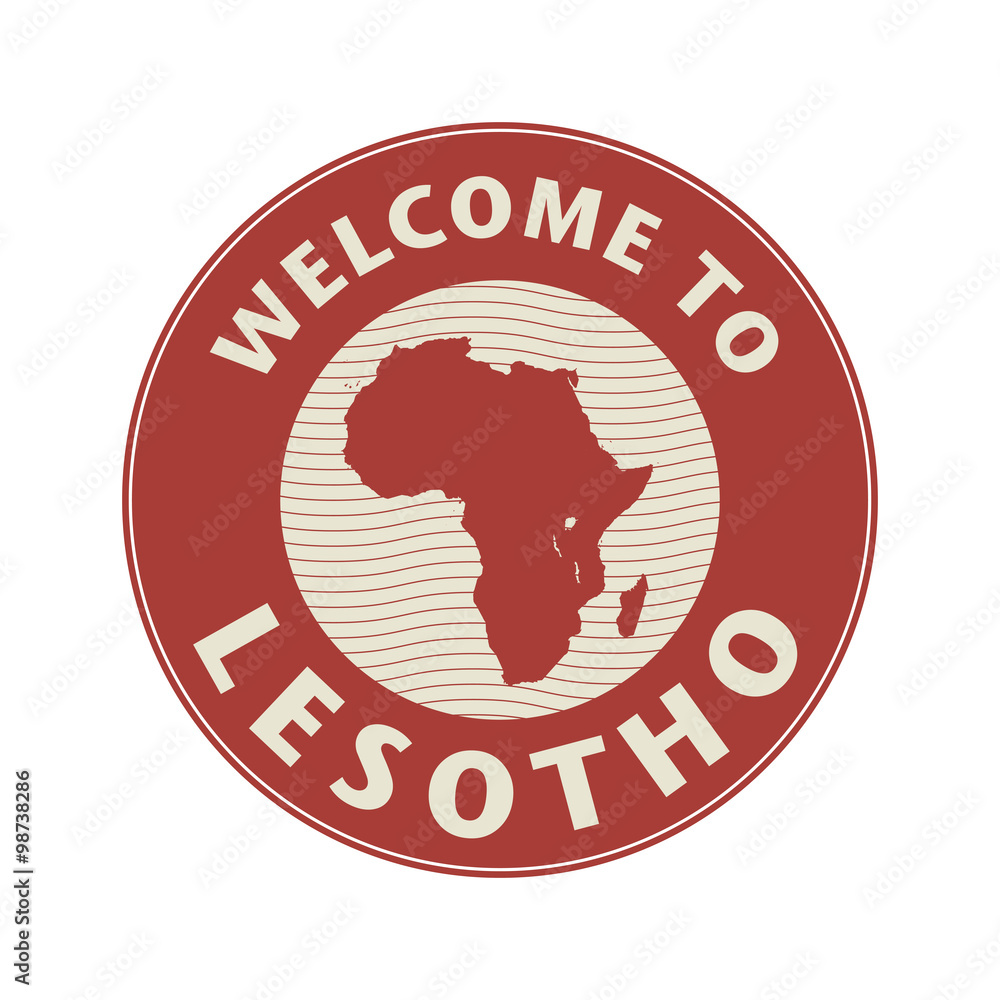 Emblem or stamp with text Welcome to Lesotho