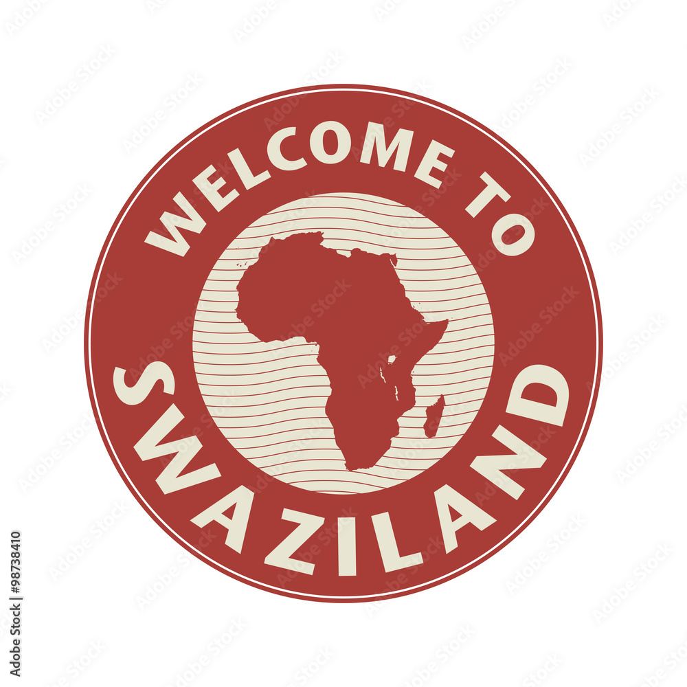 Emblem or stamp with text Welcome to Swaziland Emblem or stamp with text Welcome to Swaziland