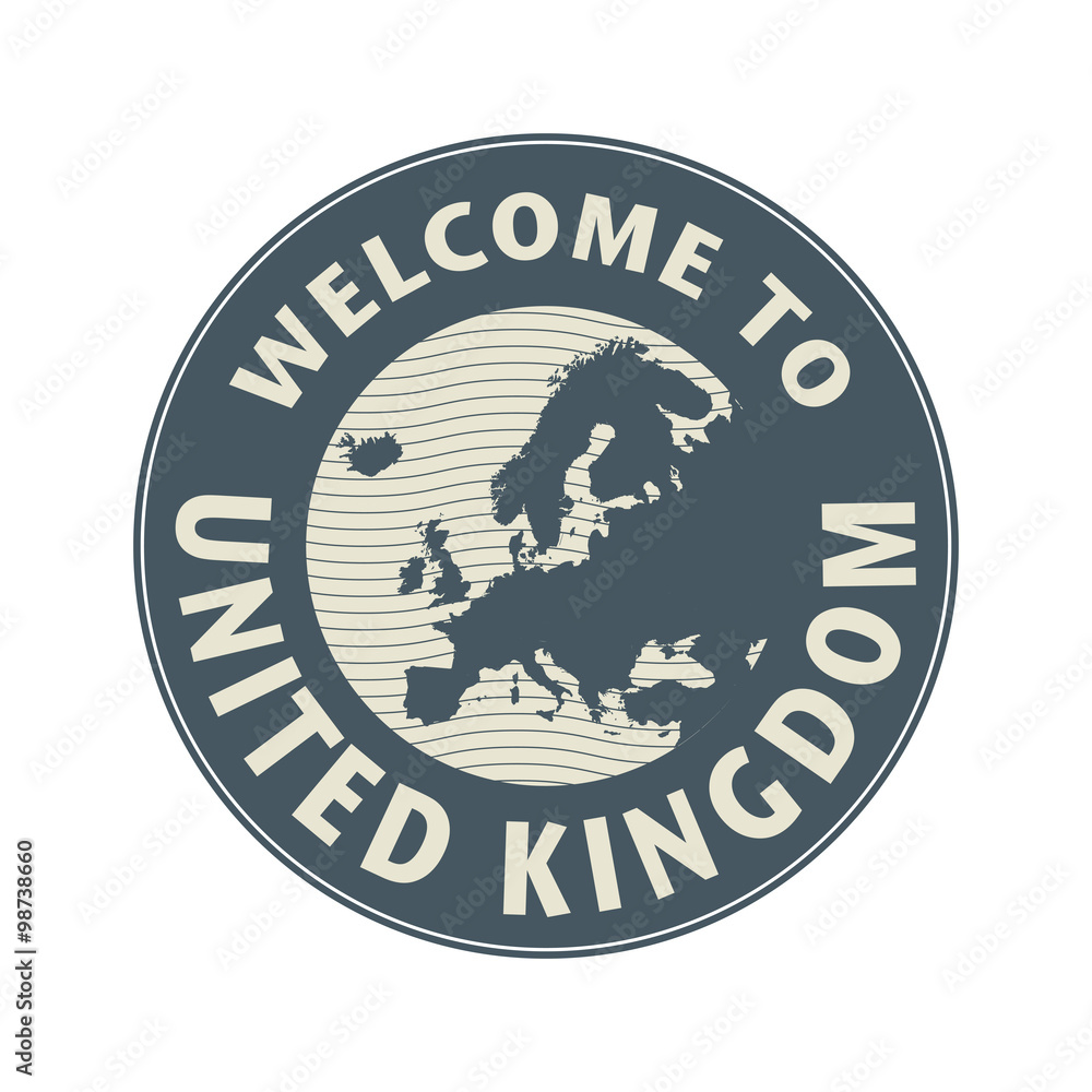 Emblem or stamp with text Welcome to United Kingdom Emblem or stamp with text Welcome to United Kingdom
