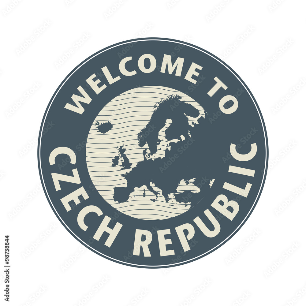 Emblem or stamp with text Welcome to Czech Republic