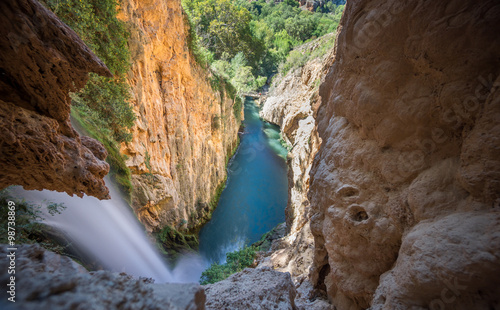 Top view of Waterfall of Horsetail at  Monasterio de Piedra  