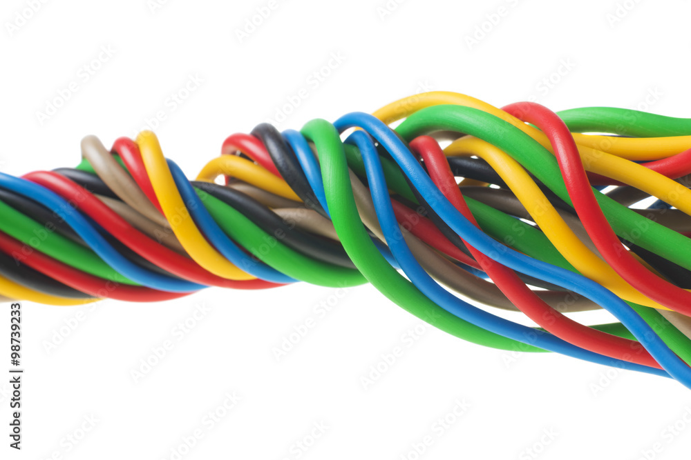 closeup of a electric cable on a white background. (selective focus) closeup of a electric cable on a white background. (selective focus)