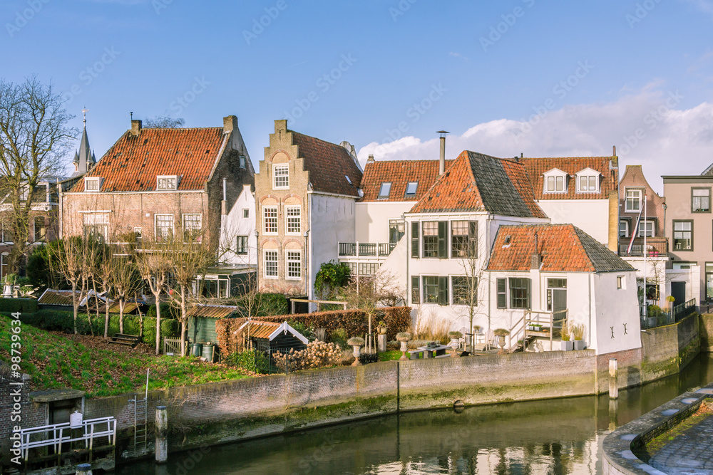 Picturesque village Schoonhoven near the river Lek in the Netherlands Picturesque village Schoonhoven near the river Lek in the Netherlands
