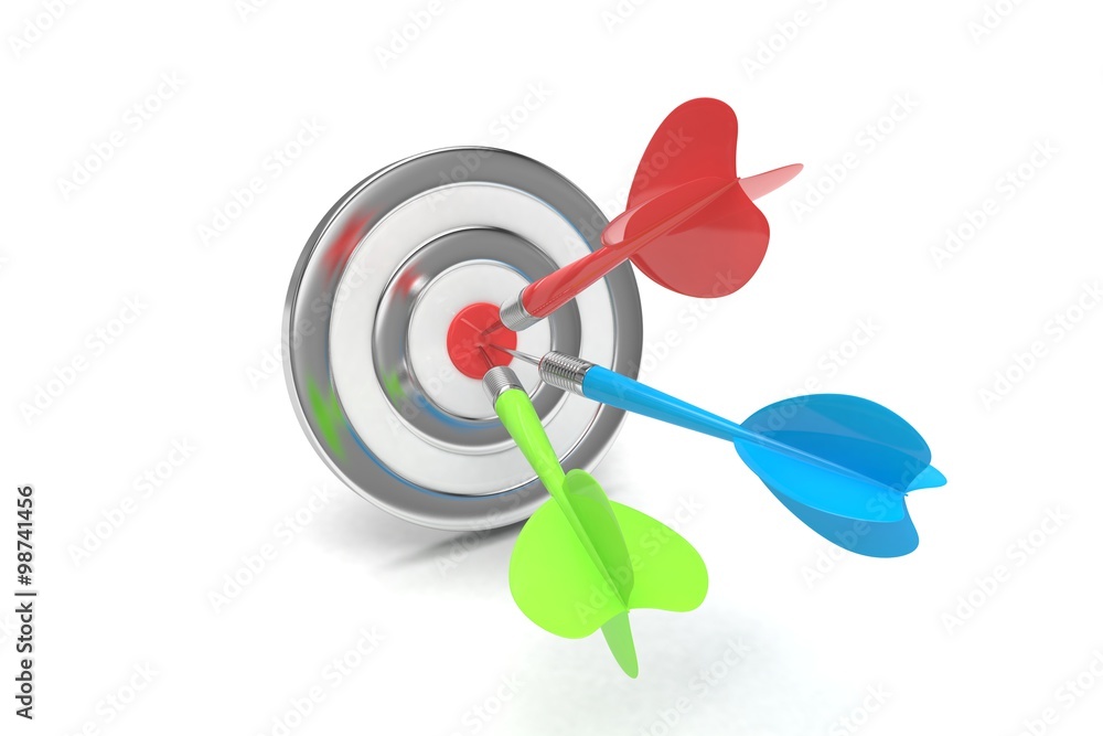 Three multicolor arrows darts in center. Three multicolor arrows darts in center.