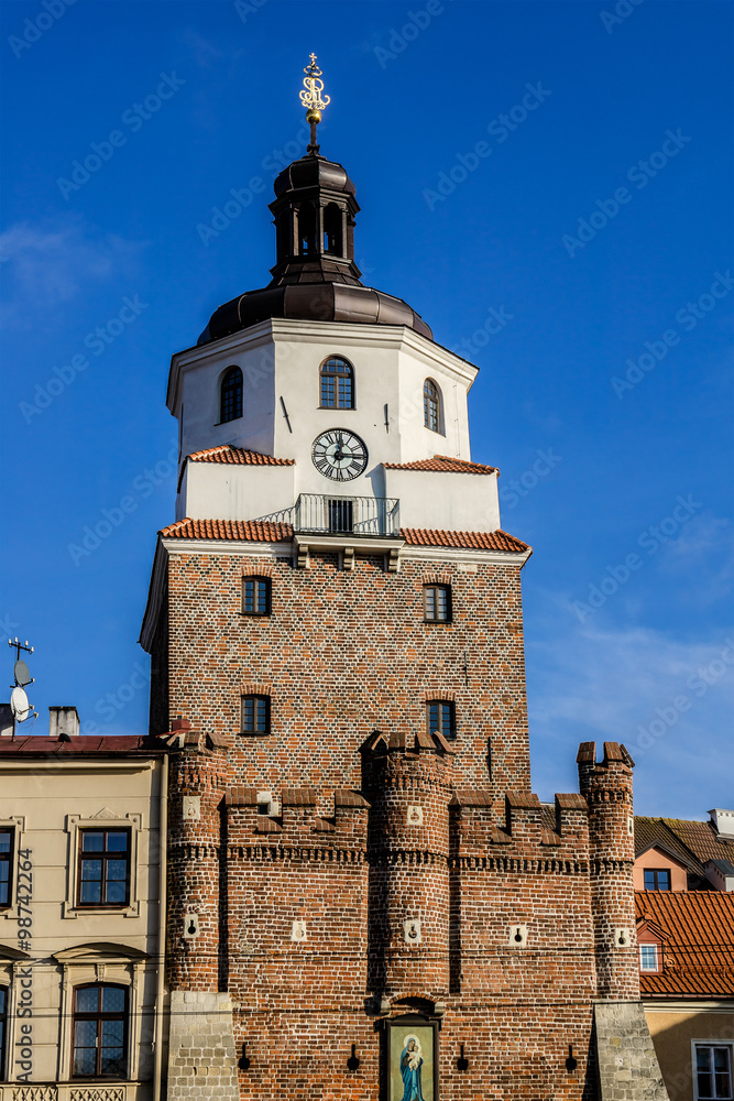 Cracow Gate (Brama Krakowska, 1341) in Lublin, Poland.