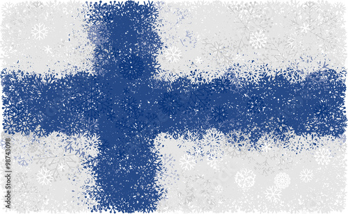 Finnish flag whith snowflakes