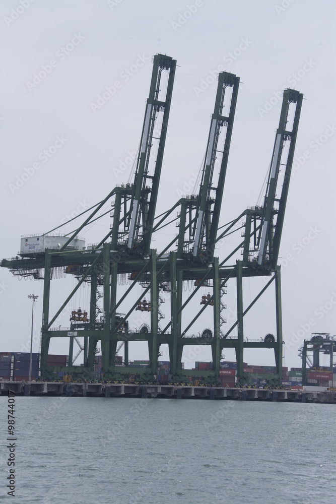 Fototapeta premium Cranes at Harbor