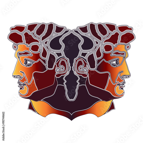 Bright twins portrait, zodiac Gemini sign