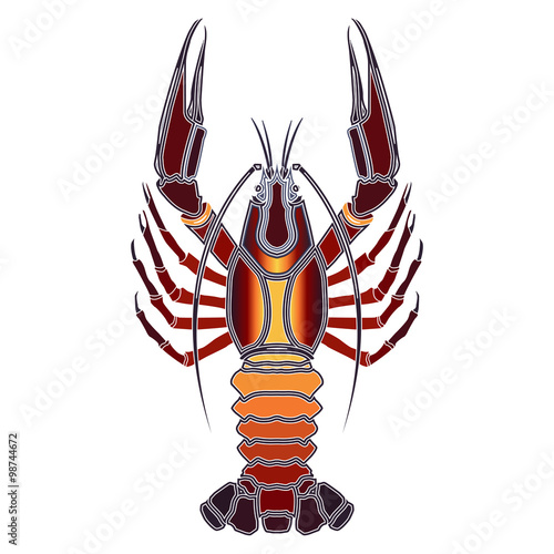 Bright crawfish, zodiac Cancer sign