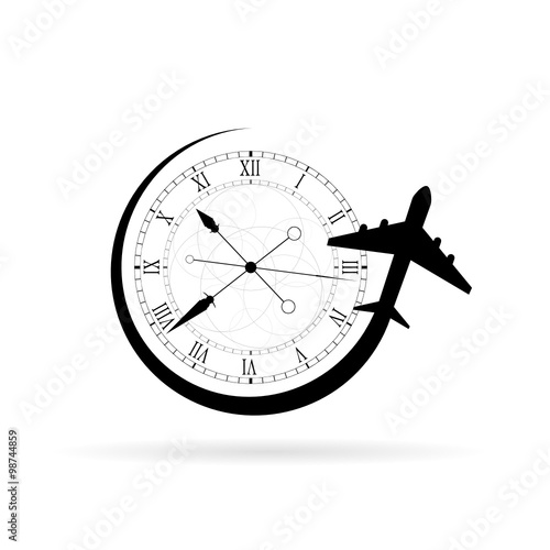 clock antique vector with airplane