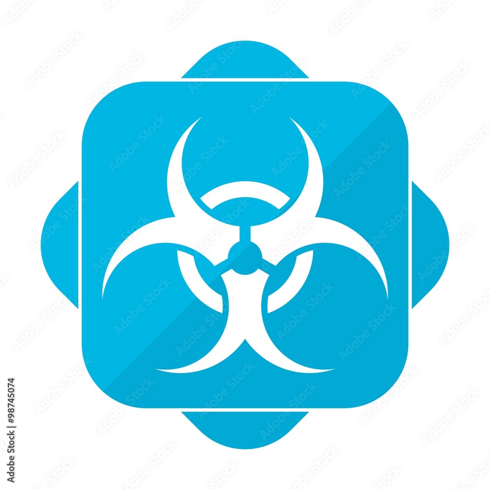 Blue square icon biohazard