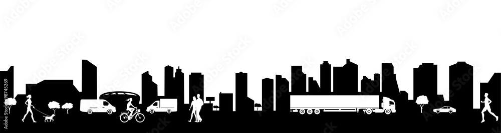 logistics and city silhouette