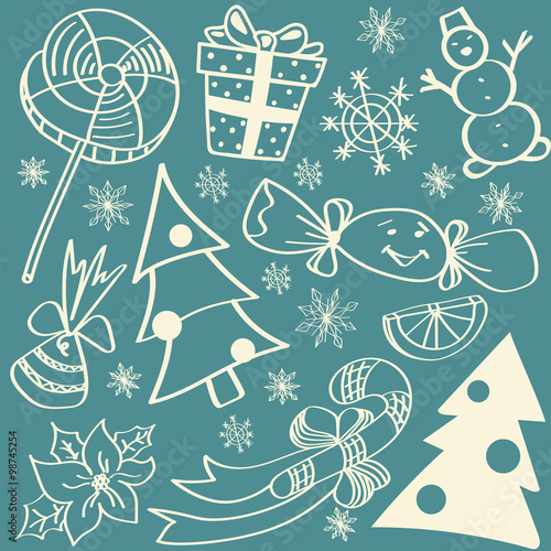 Christmas & New year set / kit. Background, pattern.