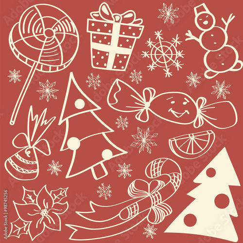 Christmas & New year set / kit. Background, pattern.