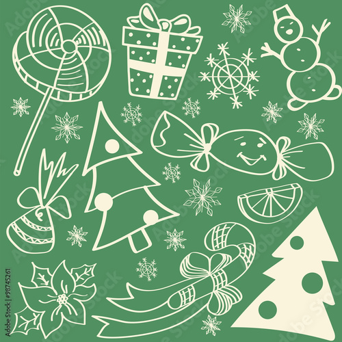 Christmas & New year set / kit. Background, pattern.