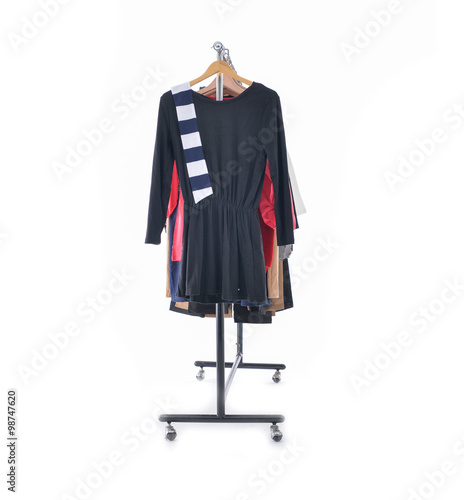 female dress isolated on hanging –white background