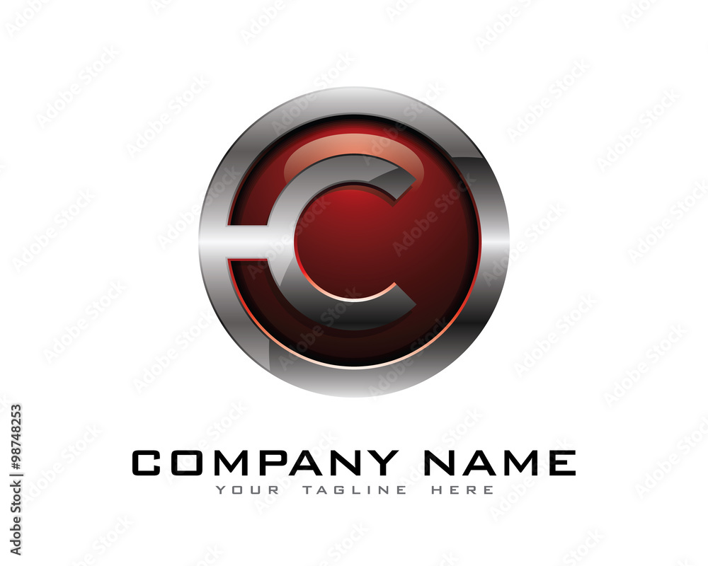 Fototapeta premium 3D Letter C Color Chrome Logo