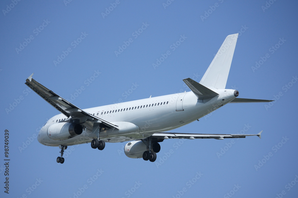 White Airplane landing