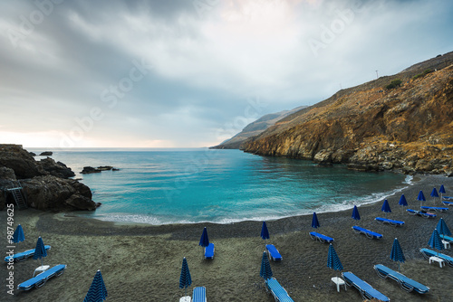 Small beach of the bay in the Chora Sfakion. Crete. Greece