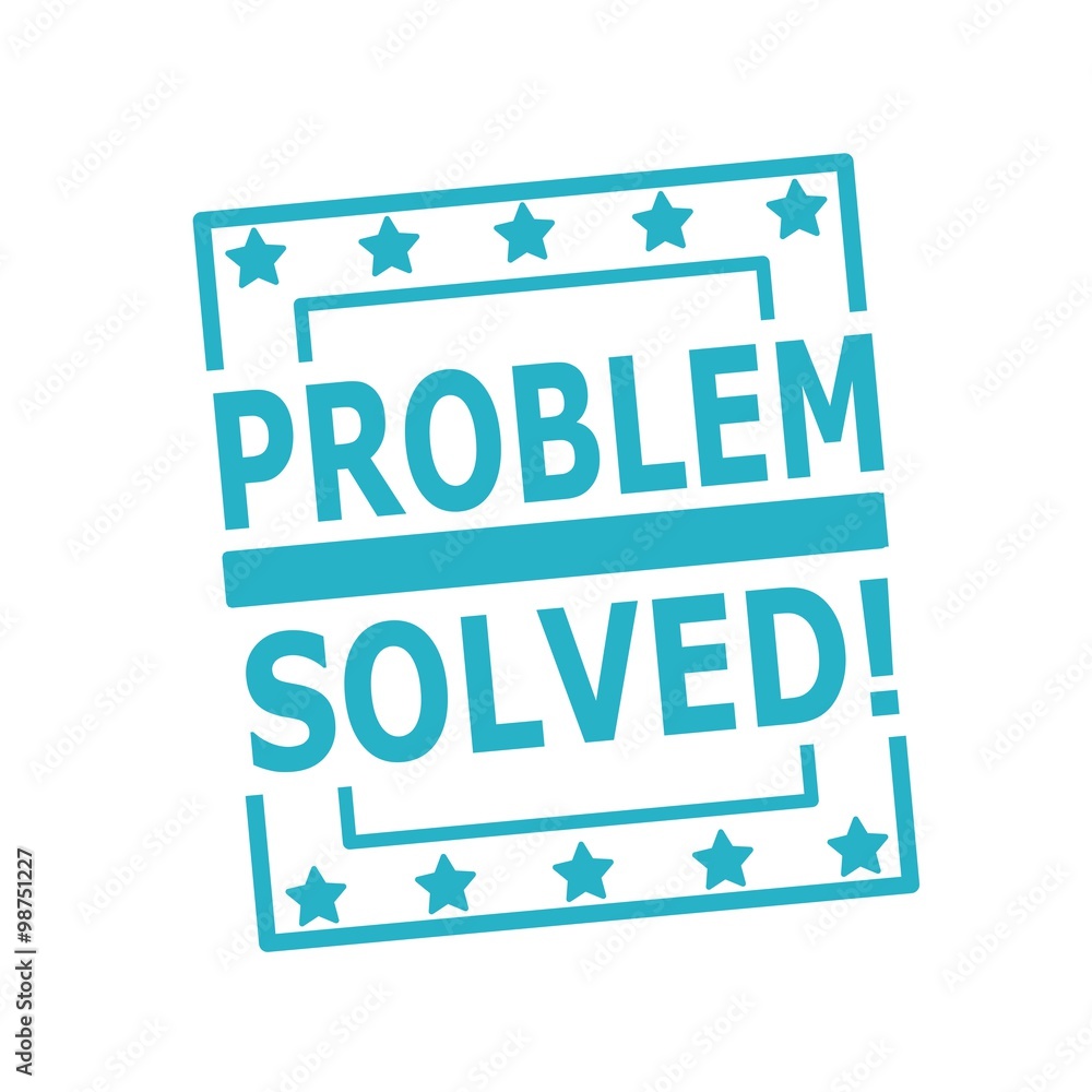 Problem solved blue stamp text on squares on white background Stock ...