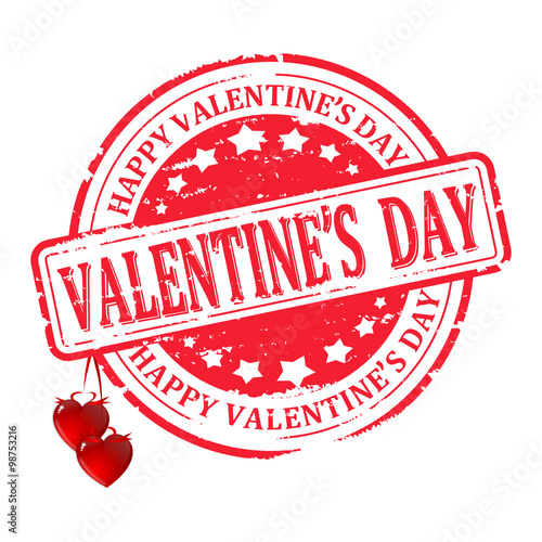 Scratched red round seal with the inscription - Happy Valentine's Day - vector svg