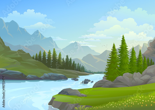 River flowing from the mountains 