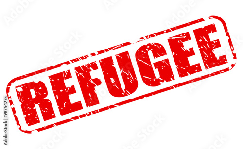 REFUGEE red stamp text
